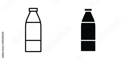 Milk bottle icon design concept. Stroke and flat icons set