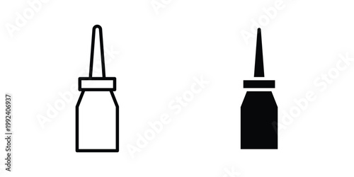 Nasal spray bottle icon design concept. Stroke and flat icons set