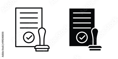 Permit icon design concept. Stroke and flat icons set