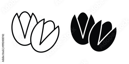 Pistachio icon design concept. Stroke and flat icons set