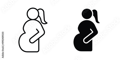 Pregnancy icon design concept. Stroke and flat icons set