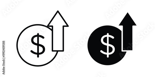 Profit growth icon design concept. Stroke and flat icons set