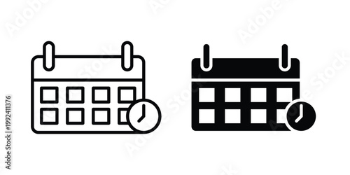 Schedule icon design concept. Stroke and flat icons set