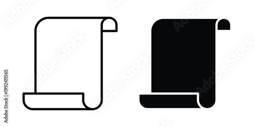 Scroll paper icon design concept. Stroke and flat icons set