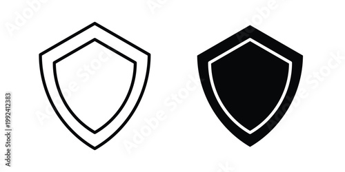 Shield icon design concept. Stroke and flat icons set