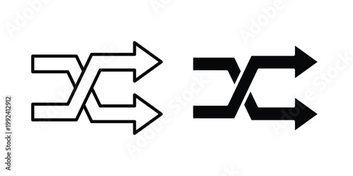 Shuffle arrow icon design concept. Stroke and flat icons set