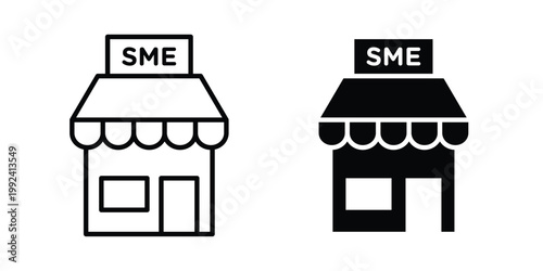 SME icon design concept. Stroke and flat icons set