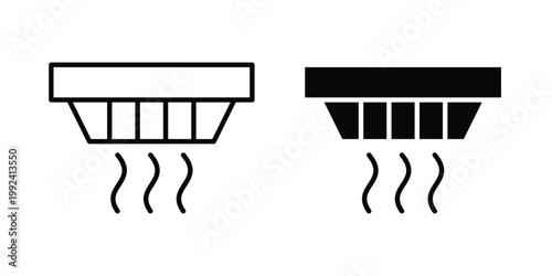 Smoke detector icon design concept. Stroke and flat icons set