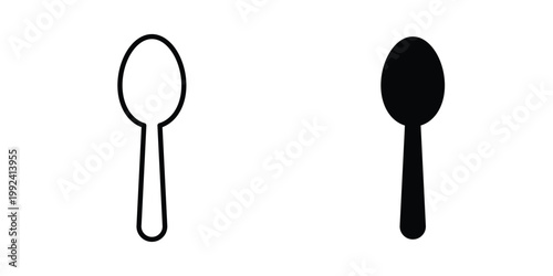 Spoon icon design concept. Stroke and flat icons set