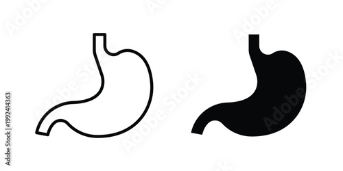 Stomach icon design concept. Stroke and flat icons set