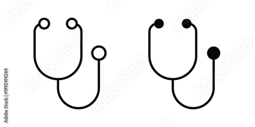 Quadro su tela Stethoscope icon design concept. Stroke and flat icons set