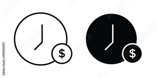 Time is money icon design concept. Stroke and flat icons set