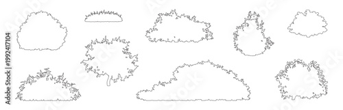 Vector set of shrubs and bushes in elevation view for use in architectural drawings