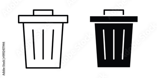 Waste Bin icon design concept. Stroke and flat icons set