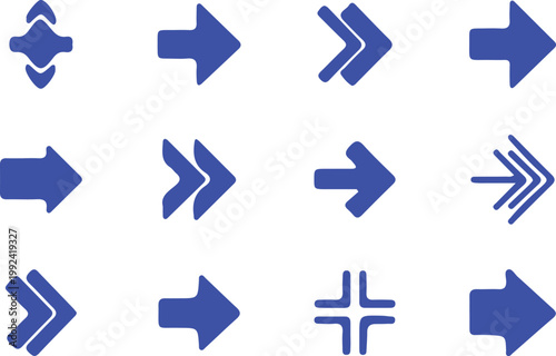 Blue arrow in various directions and styles