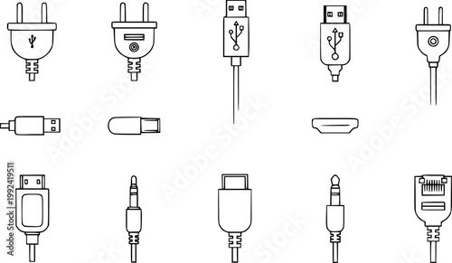 Vector wire plug icon.
