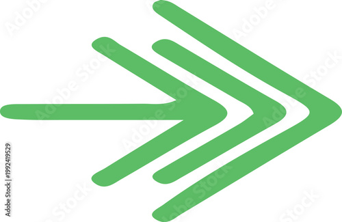 Green abstract arrow moving forward symbol