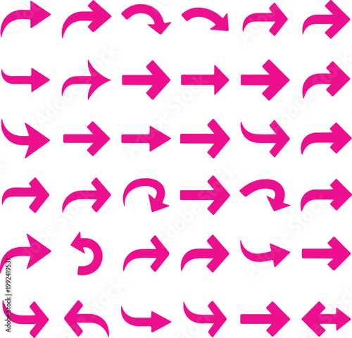 Collection of pink arrows in various directions