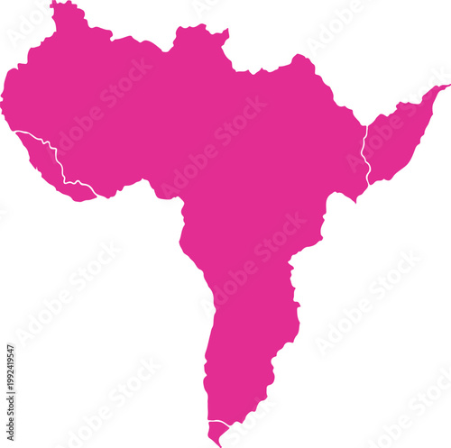 Pink map of south america southamerica continent