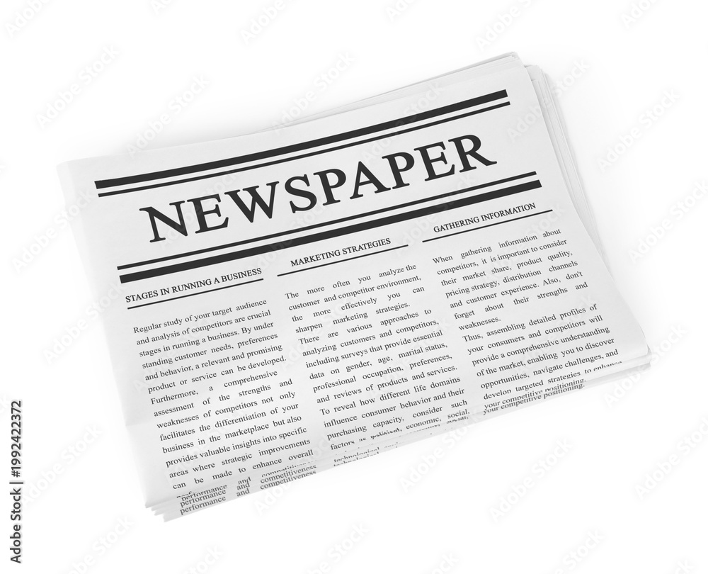 Obraz premium Folded newspaper isolated on white. Printed publication