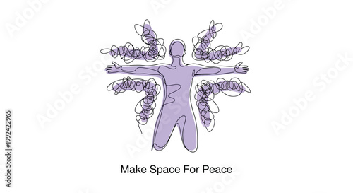 Peaceful, lavender, vector illustration, Make Space For Peace, calming symbol