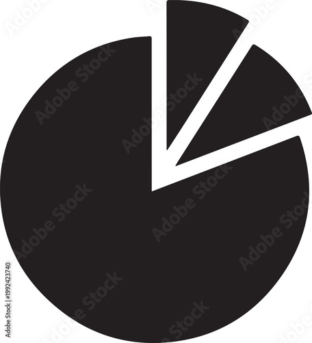 Black and white pie chart graph.