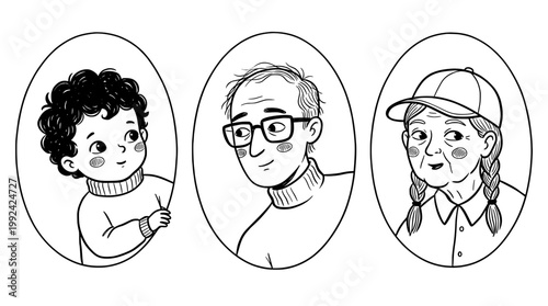 Hand-Drawn Portrait Illustrations of Diverse People - Sketch Style Character Portraits
