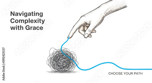 Navigating complexity, problem solving, decision making, business concept, vector illustration