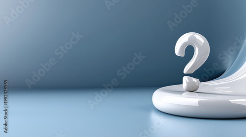 Question mark symbol standing out on blue background representing query, FAQ, problem solving, information, thinking process, decision making, education, and innovative ideas