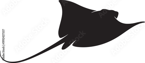 Bild auf Leinwand Isolated vector silhouette of stingray or manta ray