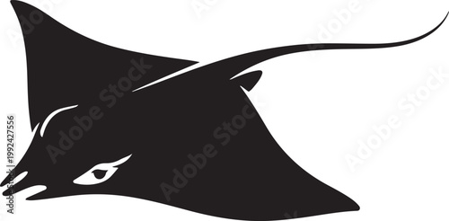 Isolated vector silhouette of stingray or manta ray. black art icon drawing vector