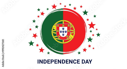 Wallpaper Mural The Portuguese flag emblem surrounded by decorative red and green stars celebrates national pride during a commemorative independence day event. Torontodigital.ca