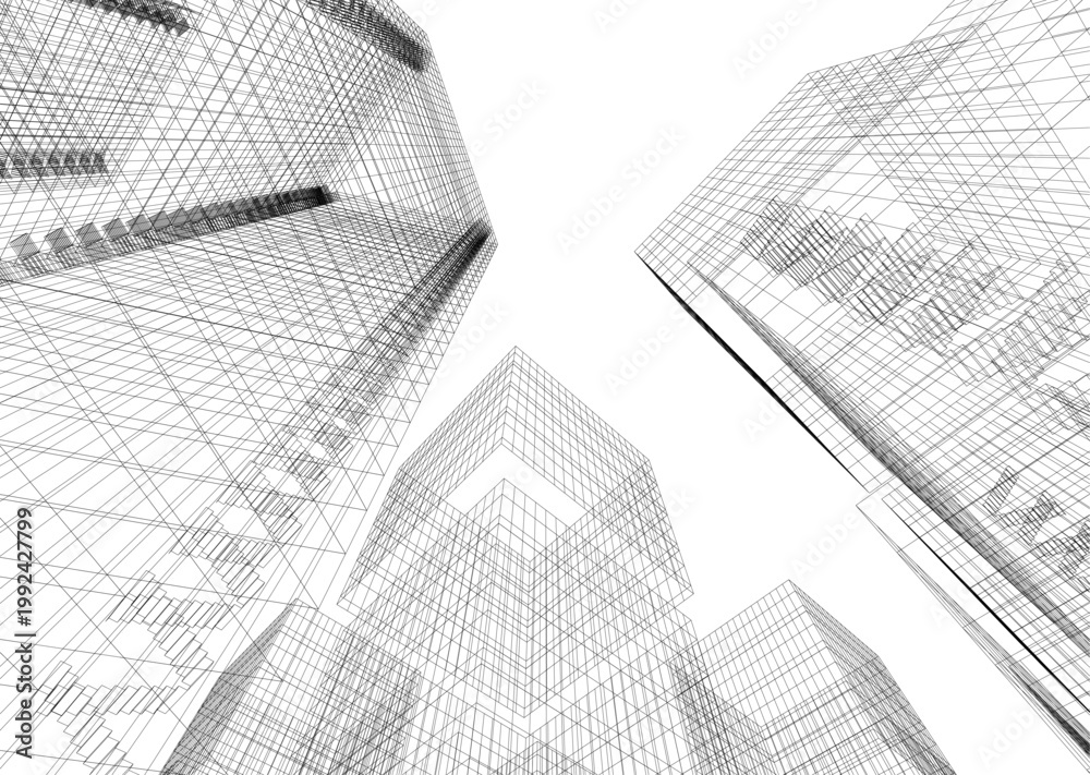 Fototapeta premium Building 3d structure. Architectural background.