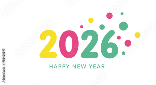 Wallpaper Mural Numbers 2026 display vibrant colors and confetti circles to celebrate the upcoming arrival of the new year with a festive graphic design. Torontodigital.ca