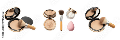 Принти на полотні Professional Makeup Kit with Powder Foundation and Brushes - Cosmetic Beauty Pro