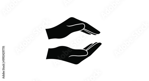 Two black hands forming a protective or holding gesture