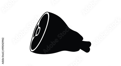 A simple black silhouette of a pork knuckle or ham hock