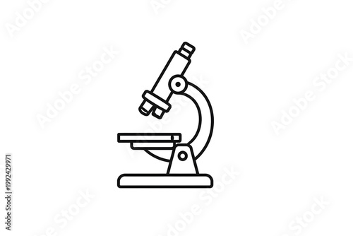 Maximal Microscope line icon, clean black outline, uniform stroke, centered, isolated on white background, modern healthcare symbol, vector style, high contrast, no text