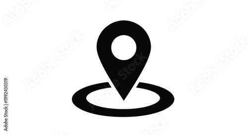 Simple black location marker icon with a circular base
