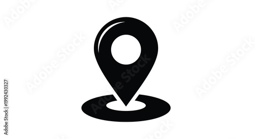 Simple black location pin icon on a white background
