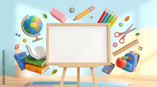 Creative Back to School Classroom Scene with Modern Learning Environment Illustration