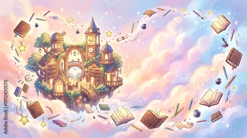 Creative Back to School Classroom Scene with Modern Learning Environment Illustration