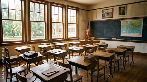 Creative Back to School Classroom Scene with Modern Learning Environment Illustration