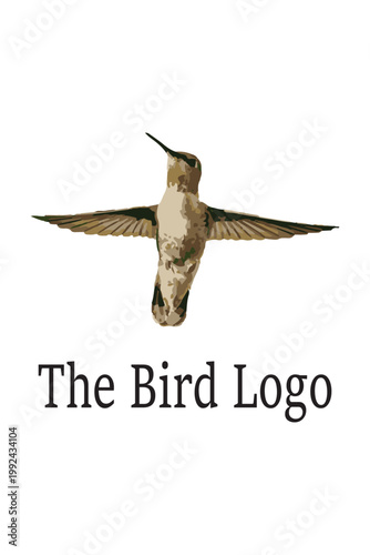 Realistic Hummingbird Logo - Flying Bird Icon for Nature and Agility Branding