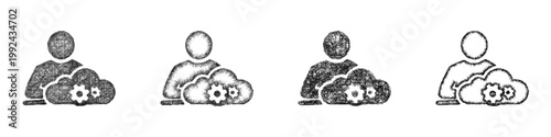 Sketch cloud engineer icon design set