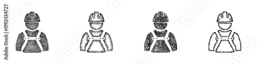 Sketch ironworker safety harness icon design set