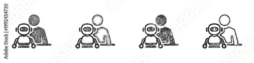 Sketch robotics engineer icon design set