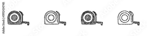 Sketch measuring tape icon design set