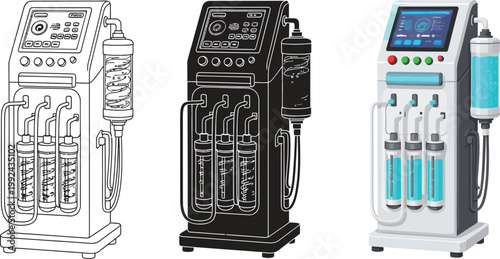Medical equipment for dialysis advanced technology for kidney treatment vector illustration for healthcare and science