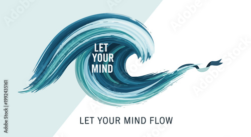 Mindfulness wave, inspirational quote, motivational symbol, blue swirl